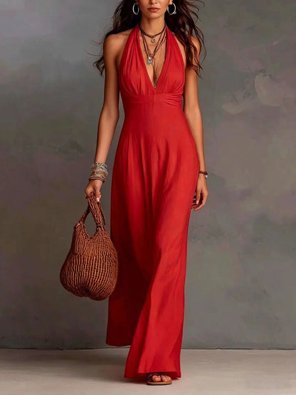 Gauze Halter Maxi Sundress