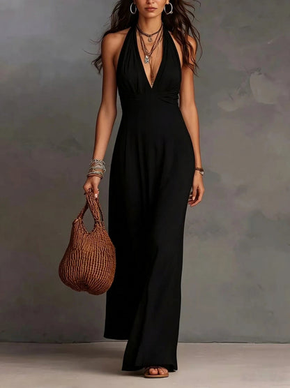Gauze Halter Maxi Sundress