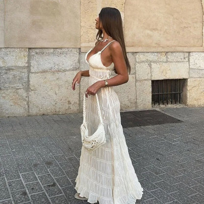 Gauze V-Neck Tie Waist Maxi