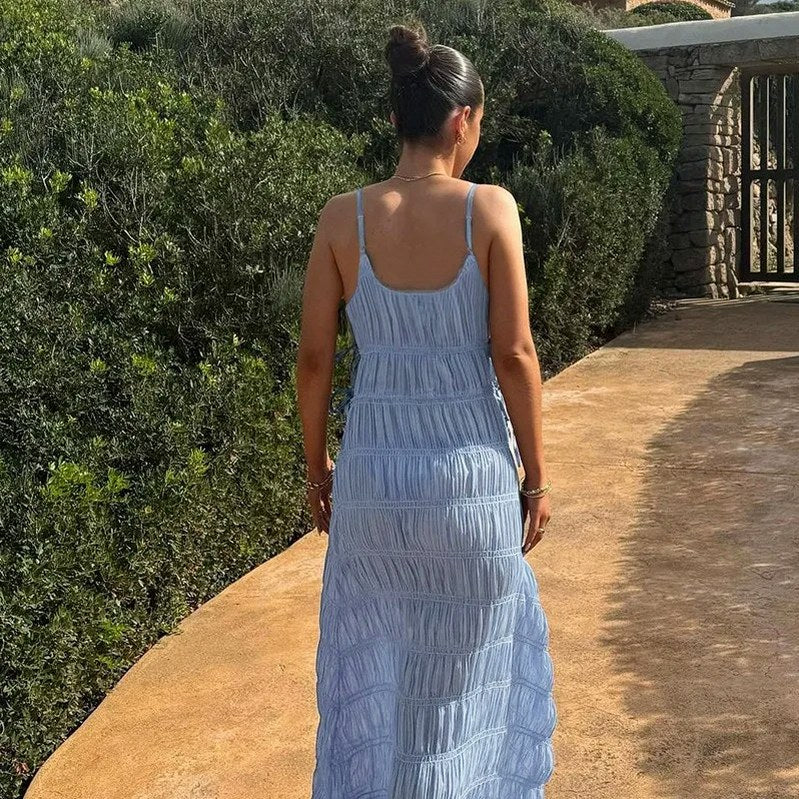 Gauze V-Neck Tie Waist Maxi