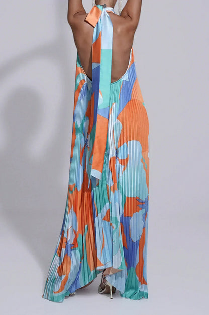 Geometric Halter Maxi Dress