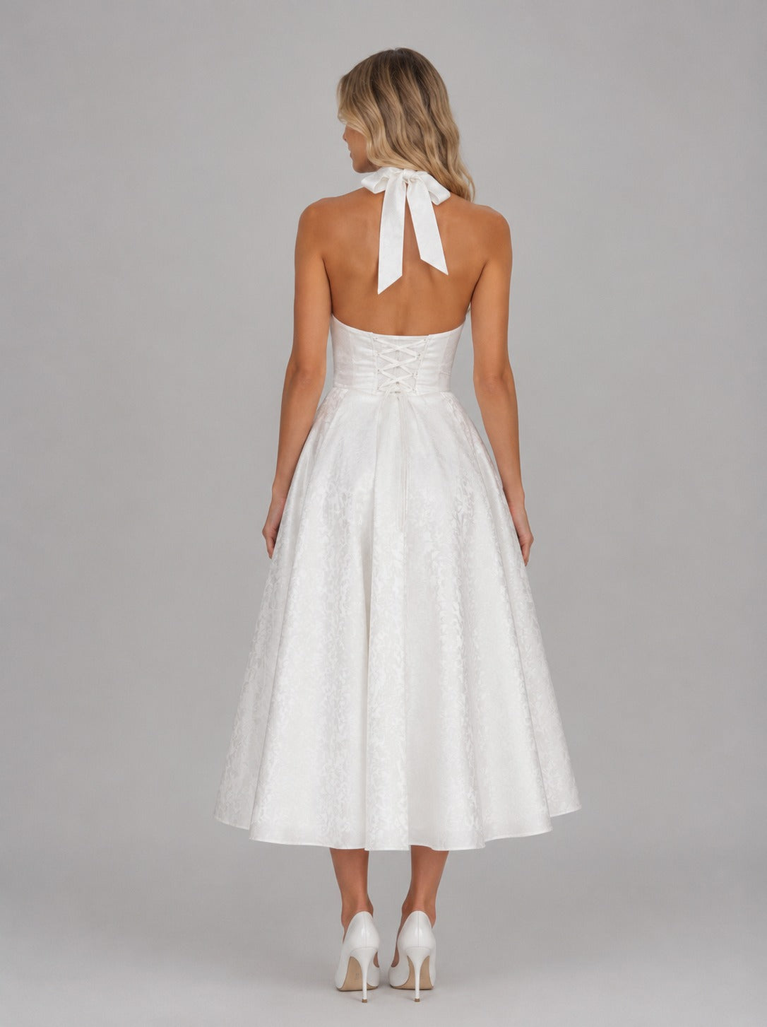 Halter Corset Flare Midi Dress