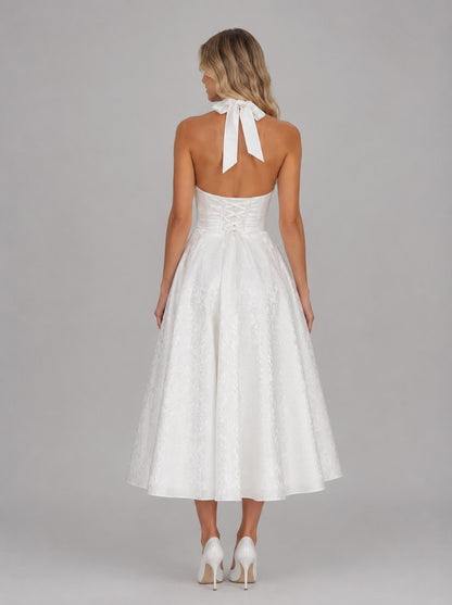 Halter Corset Flare Midi Dress