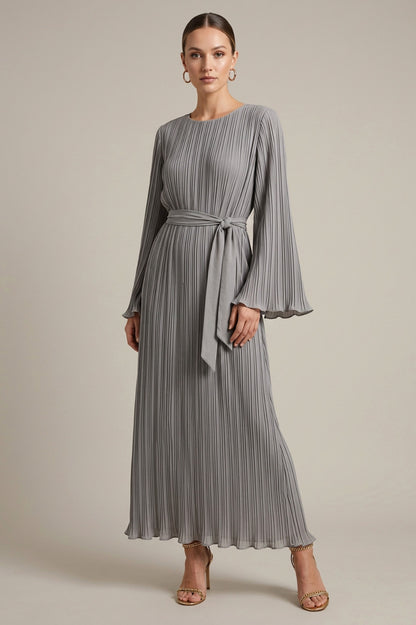 Long Sleeve Tie Waist Maxi Dress