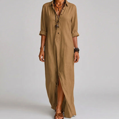 Linen Button Down Maxi Dress