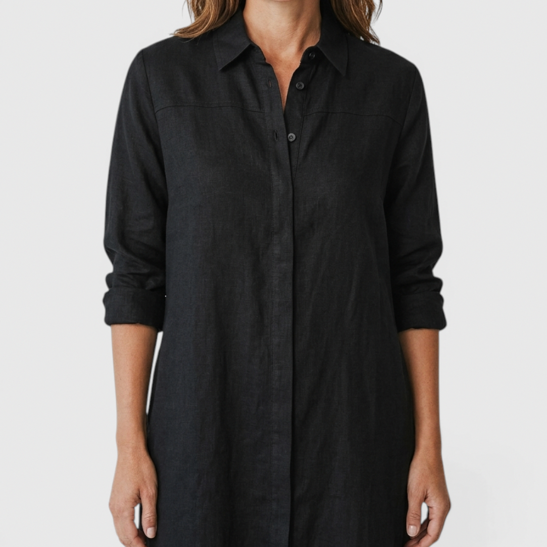 Linen Twist Front Midi Dress