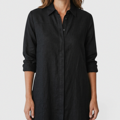 Linen Twist Front Midi Dress