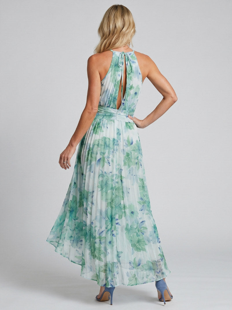 Floral Halter Cutout Maxi Dress