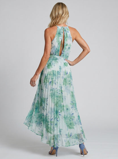 Floral Halter Cutout Maxi Dress