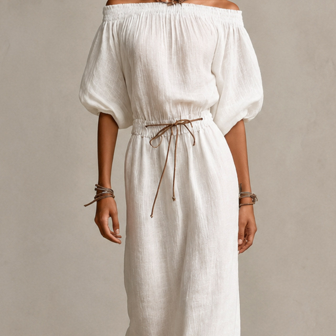 Gauze Off Shoulder Maxi Dress