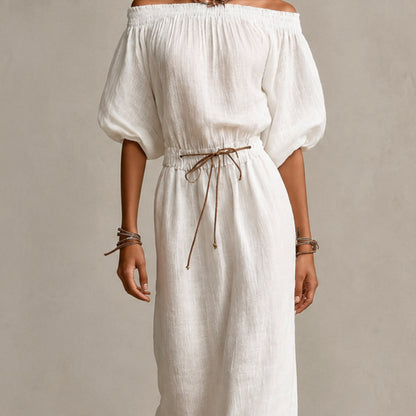 Gauze Off Shoulder Maxi Dress