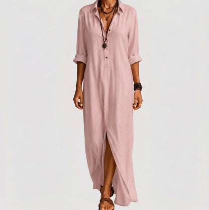 Linen Button Down Maxi Dress