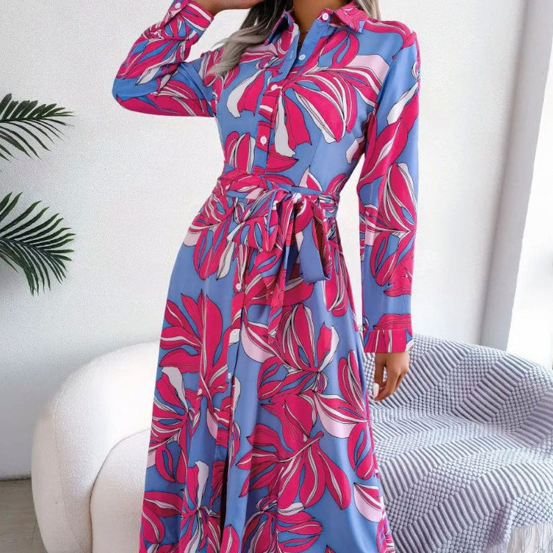 Floral Long Sleeve Shirt Dress