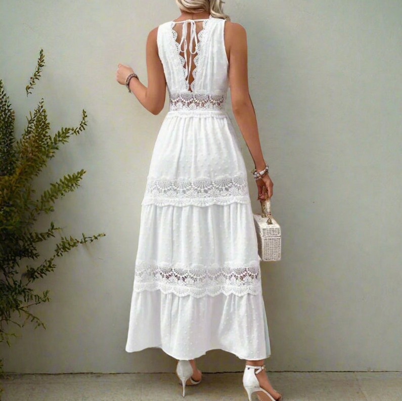 Tiered Crochet Insert Maxi Sundress