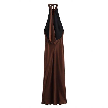 Satin Halter Maxi Slip Dress