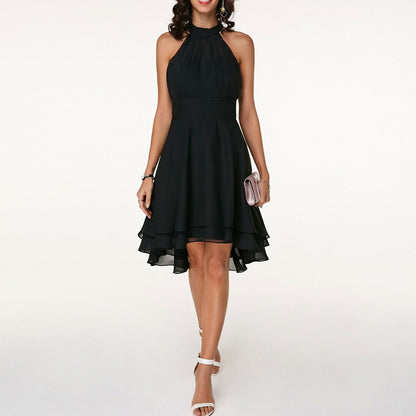 Chiffon Halter Tiered Midi Dress
