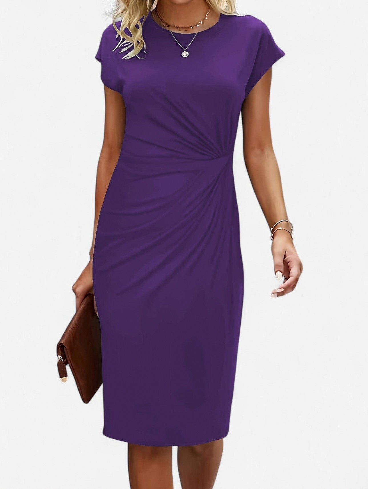 Knit Cap Sleeve Twist Midi Dress
