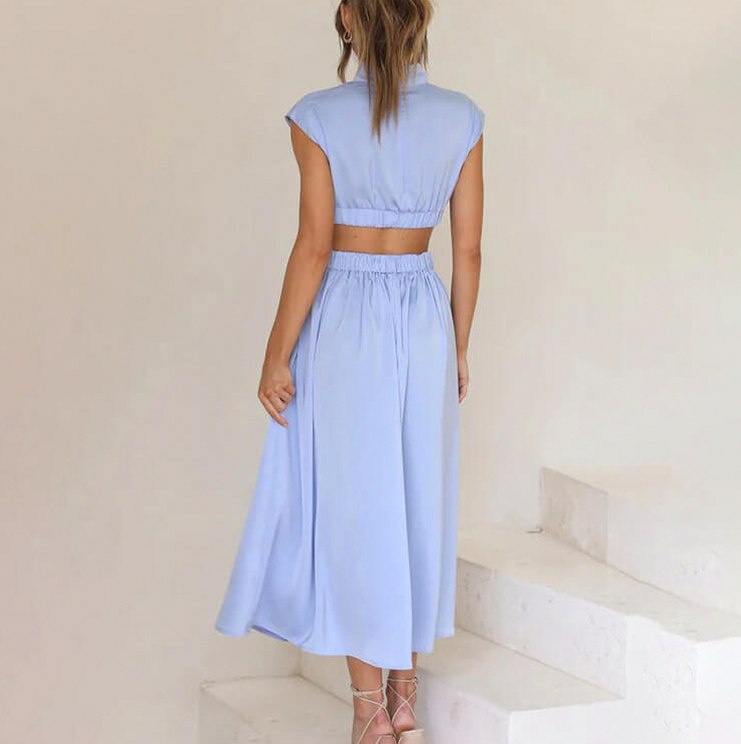 High Neck Cutout Midi Dress