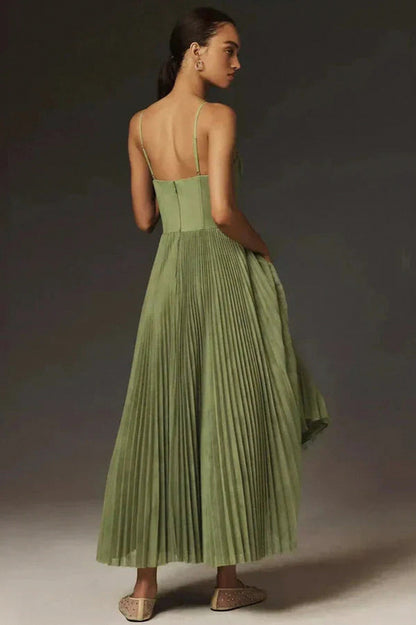 Tulle Corset Pleated Midi Dress