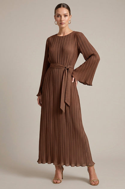 Long Sleeve Tie Waist Maxi Dress