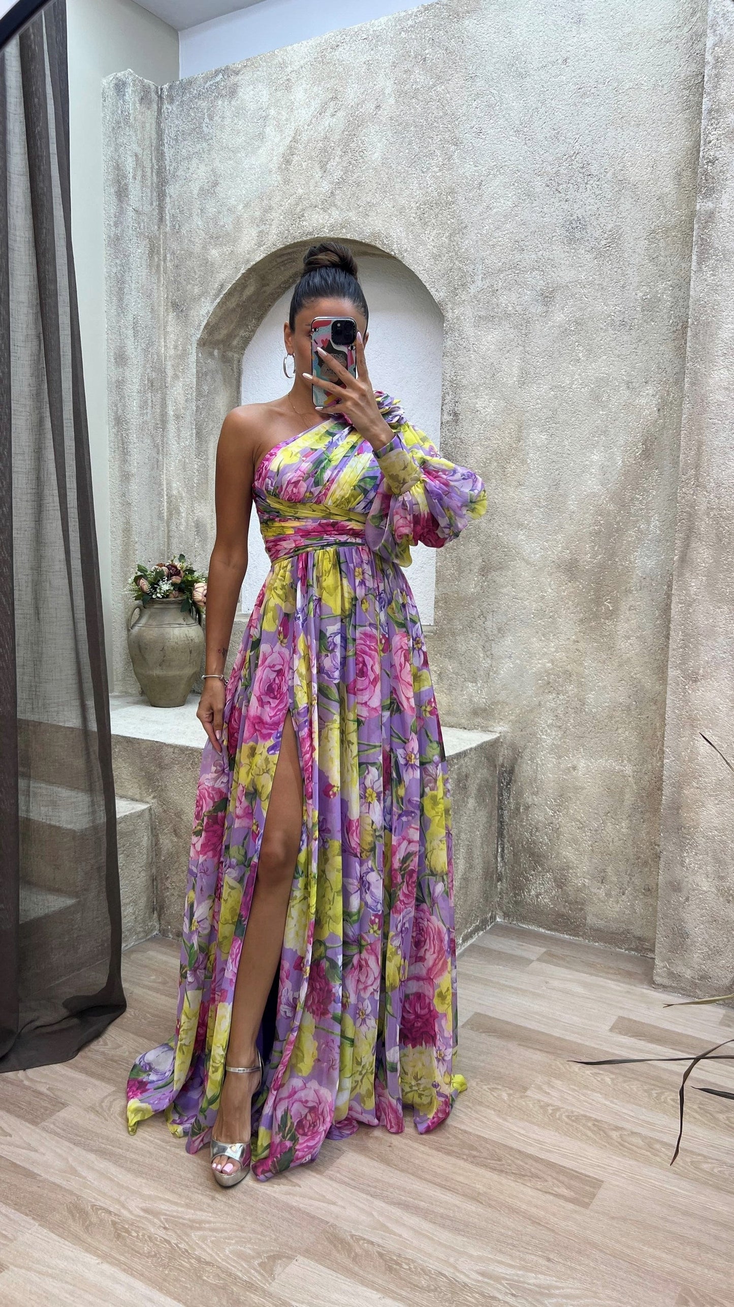 Floral One Shoulder Maxi Dress