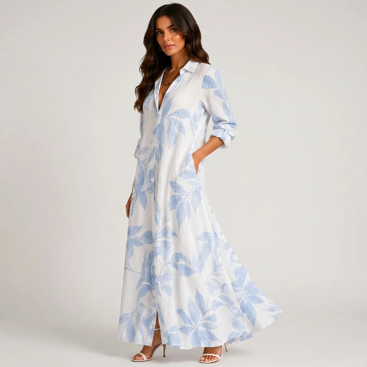 Floral Button Front Maxi Dress