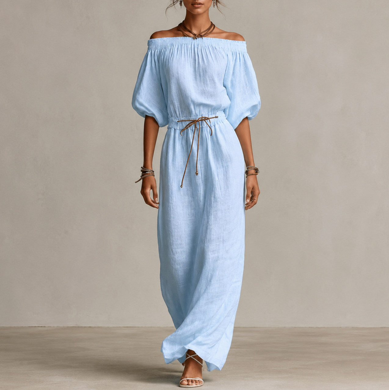 Gauze Off Shoulder Maxi Dress