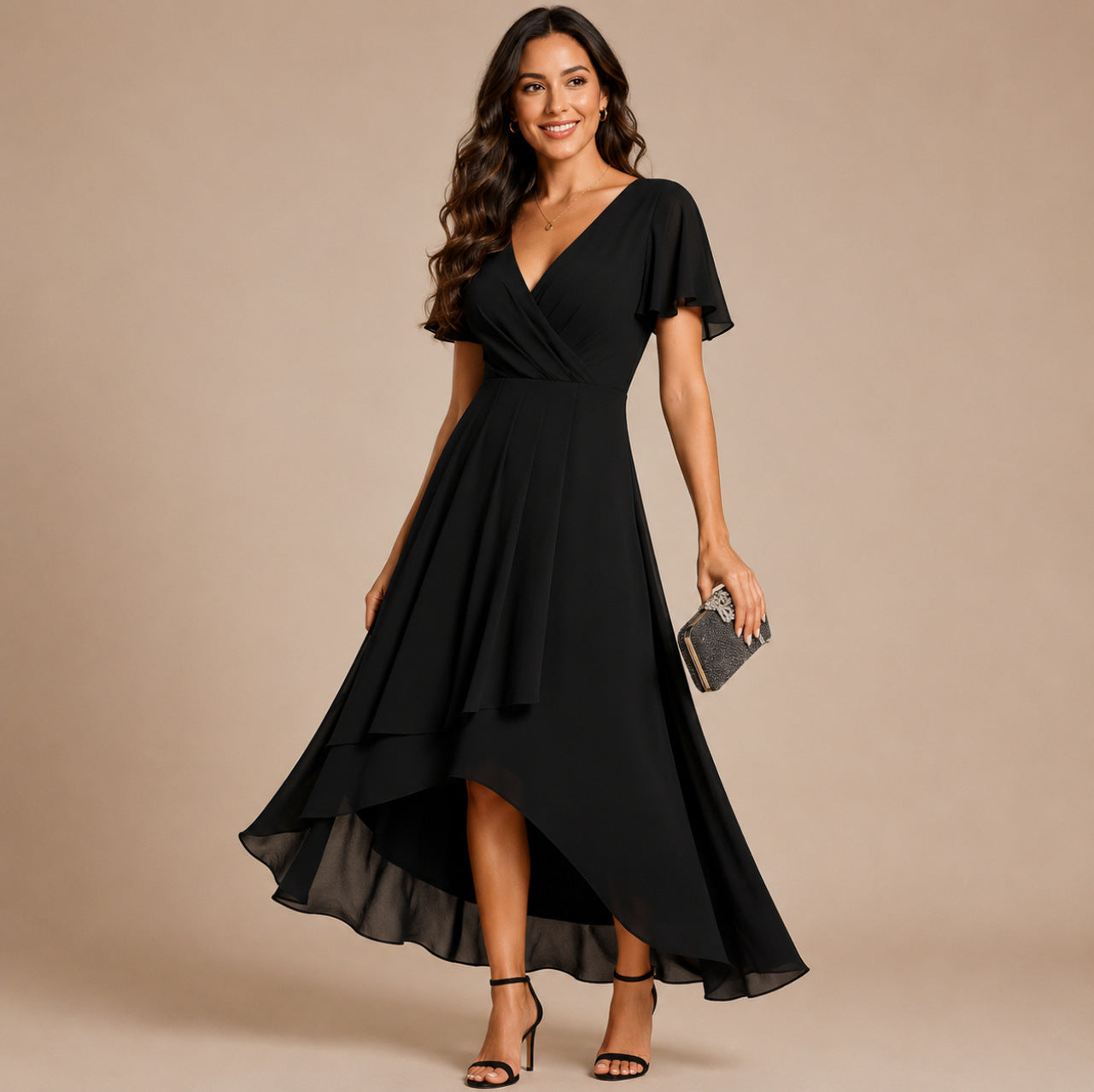 Chiffon High Low Midi Dress