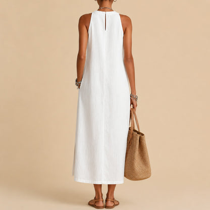 Halter Lace Trim Midi Sundress