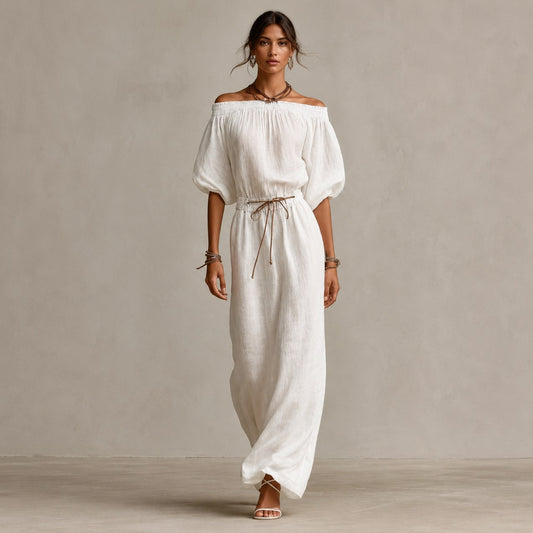 Gauze Off Shoulder Maxi Dress