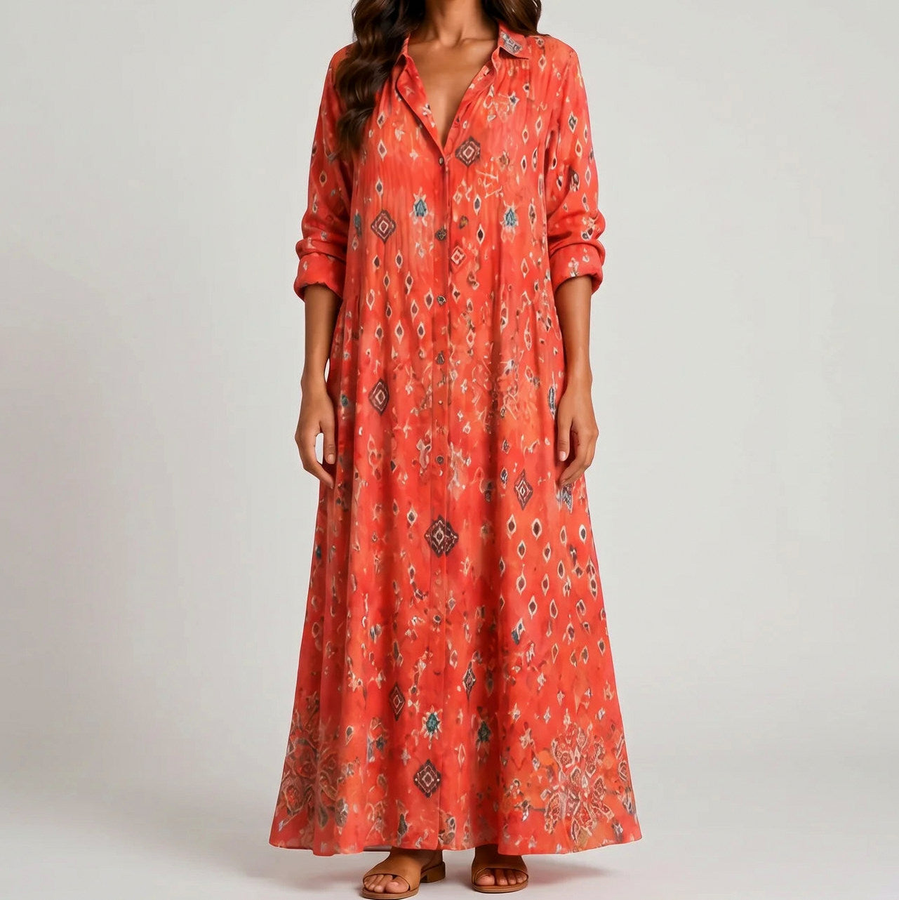 Floral Button Front Maxi Dress