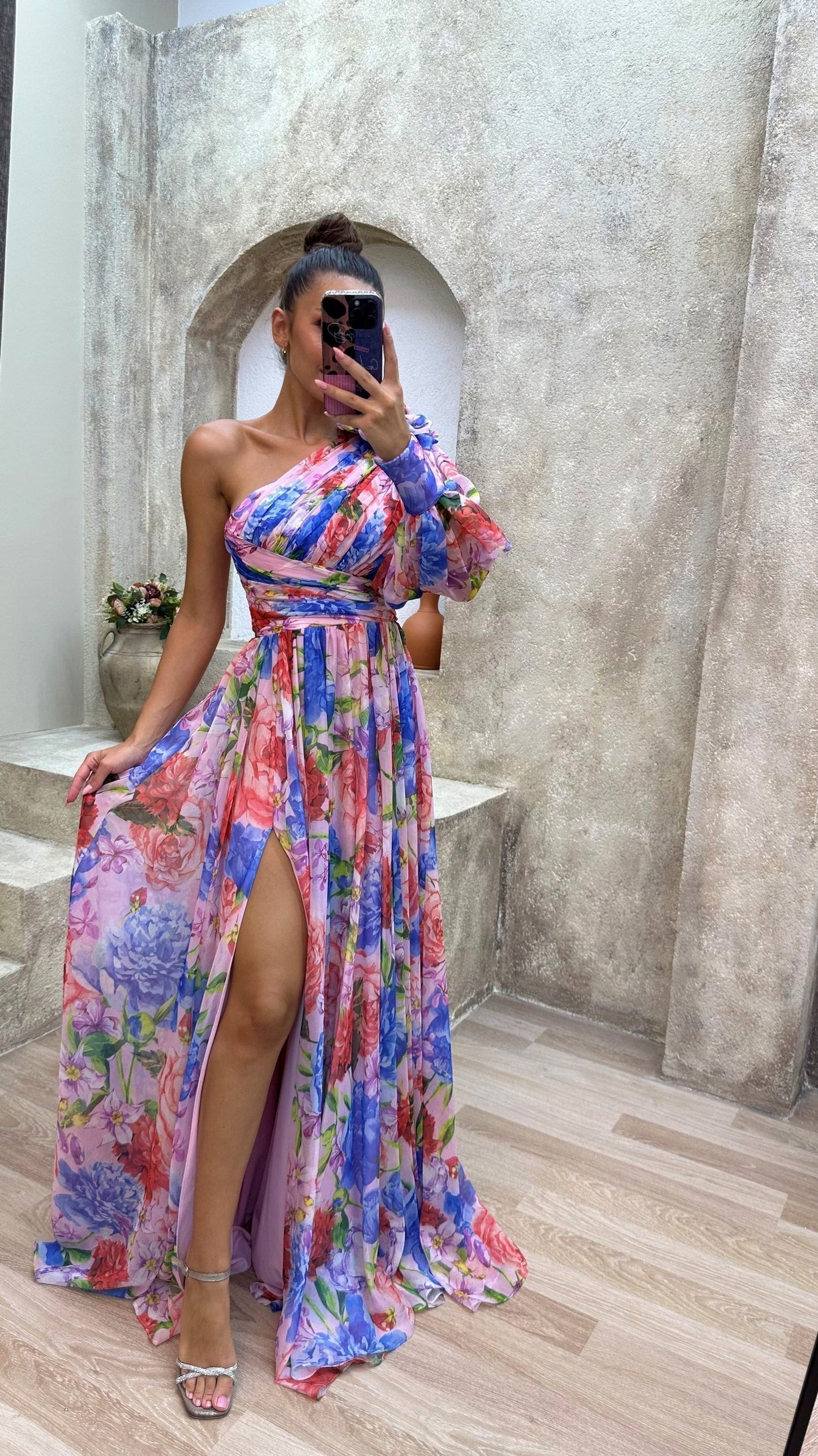 Floral One Shoulder Maxi Dress