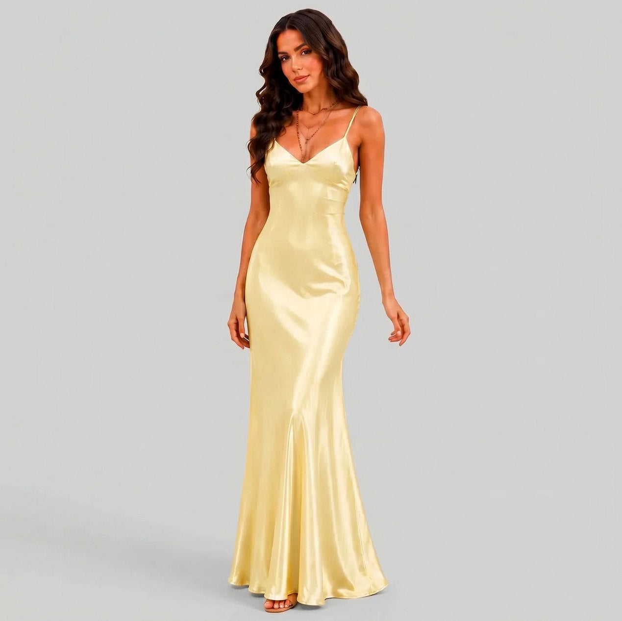 Satin Spaghetti Strap Maxi Dress