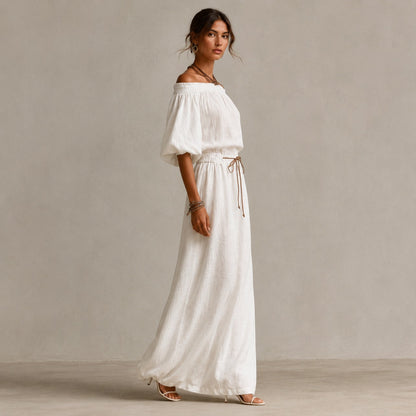 Gauze Off Shoulder Maxi Dress