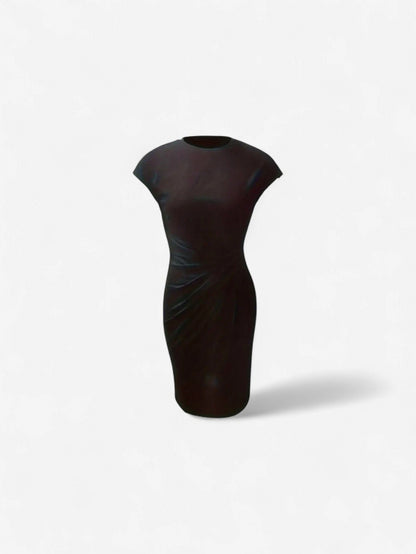Knit Cap Sleeve Twist Midi Dress