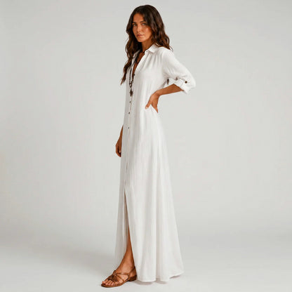 Linen Button Down Maxi Dress