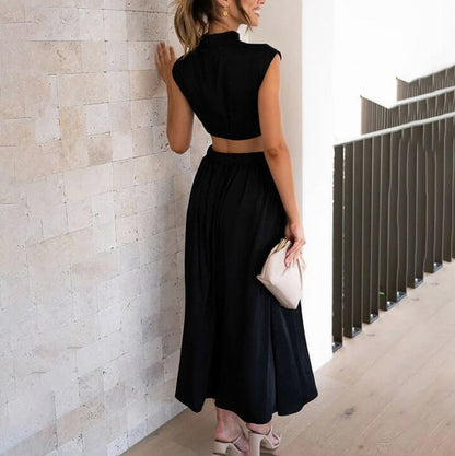 High Neck Cutout Midi Dress