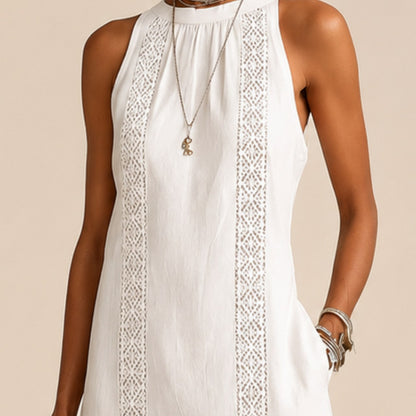 Halter Lace Trim Midi Sundress