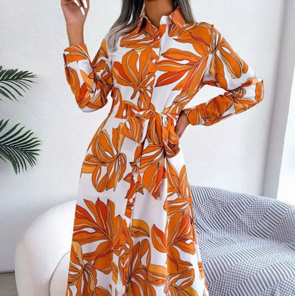Floral Long Sleeve Shirt Dress