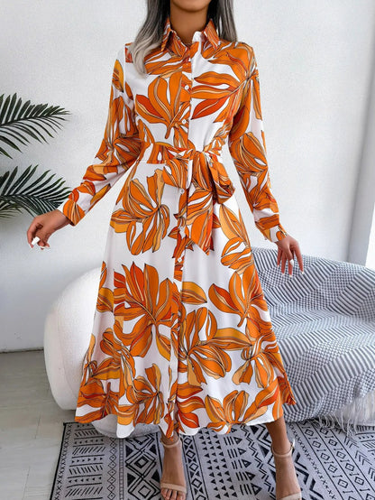 Floral Long Sleeve Shirt Dress