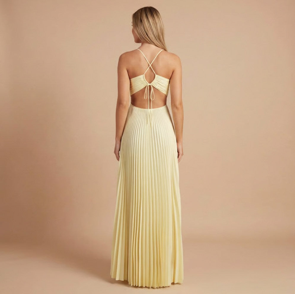 Halter Cutout Chiffon Maxi Dress