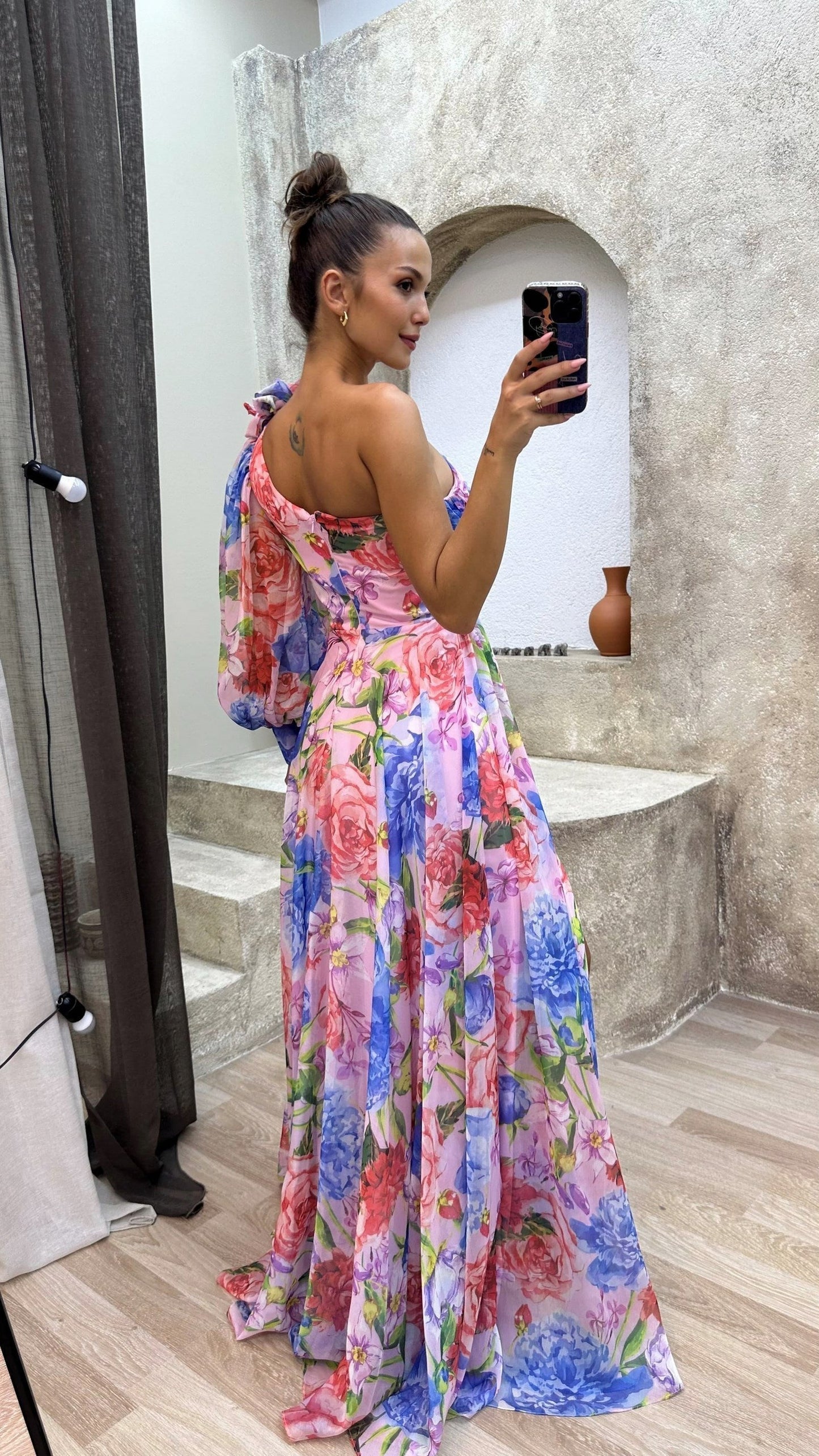 Floral One Shoulder Maxi Dress