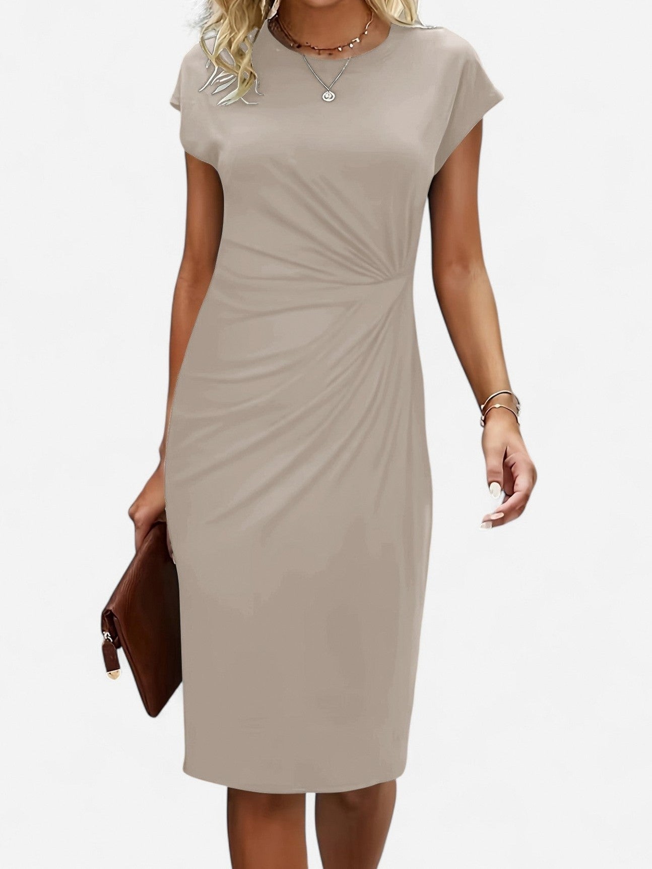 Knit Cap Sleeve Twist Midi Dress