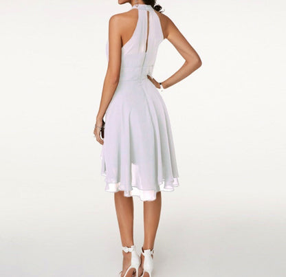 Chiffon Halter Tiered Midi Dress