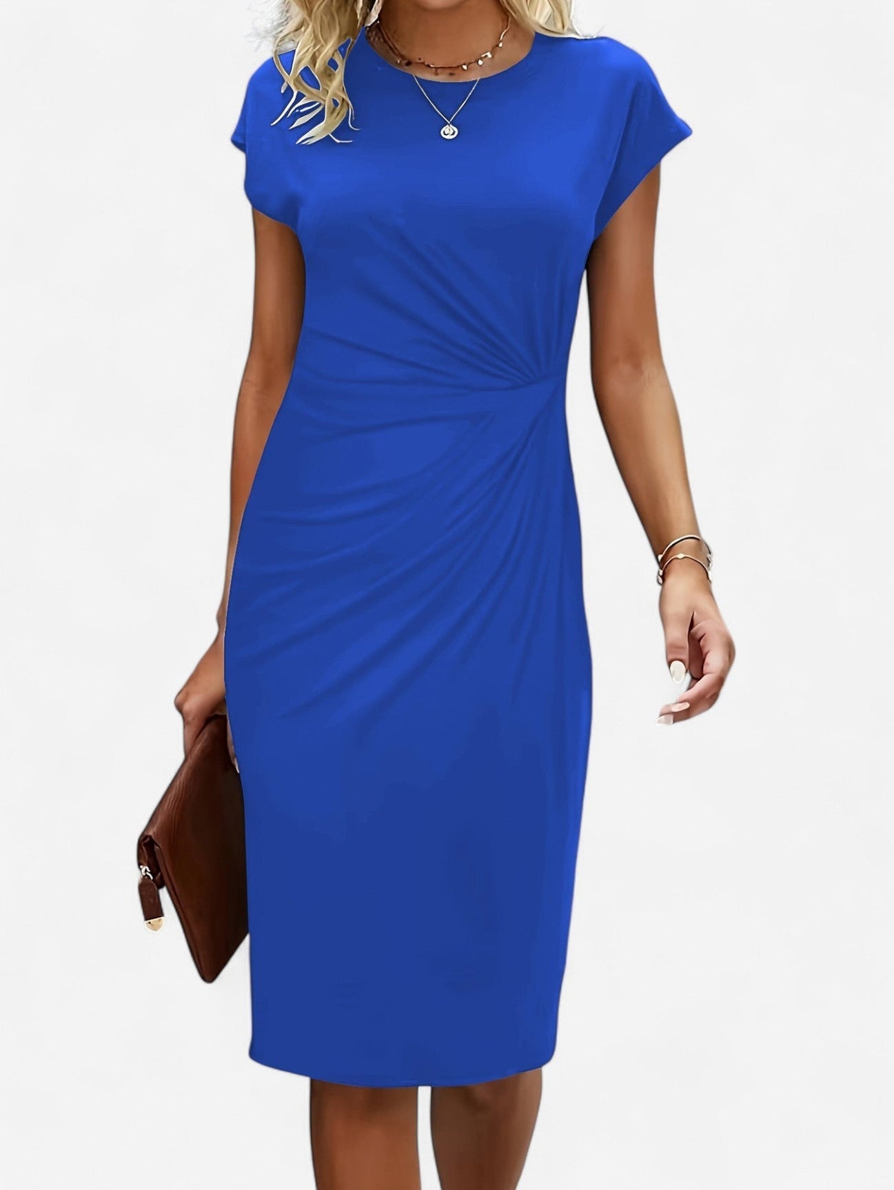Knit Cap Sleeve Twist Midi Dress