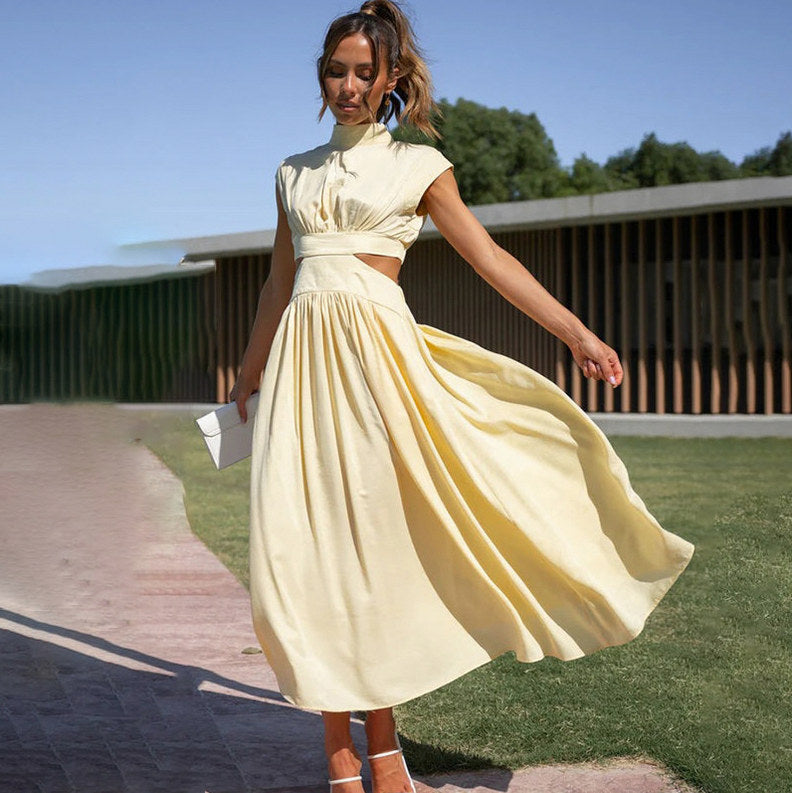 High Neck Cutout Midi Dress