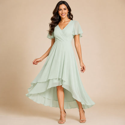 Chiffon High Low Midi Dress