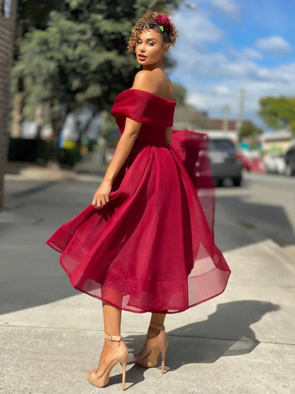 Mesh Off Shoulder Midi Dress