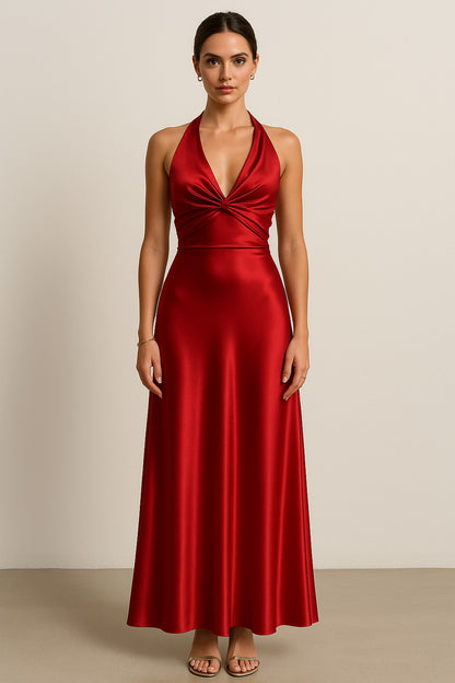 Satin Twist Front Maxi Dress