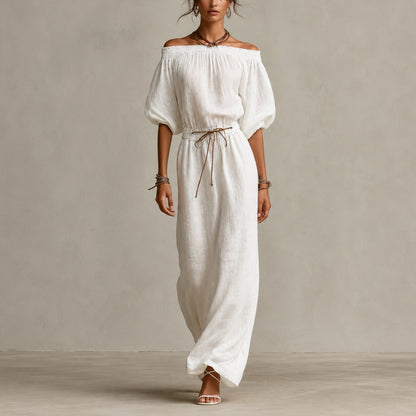 Gauze Off Shoulder Maxi Dress